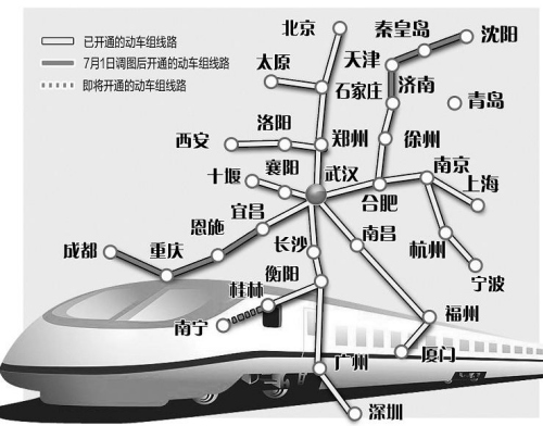 武汉成全国高铁米网心脏动车可达18个城市图
