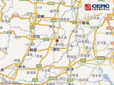 河南濮阳清丰县发生26级地震震源深度4千米图