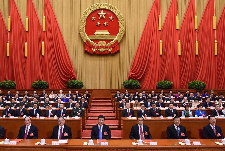 3月16日,十二届全国人大四次会议在北京人民大会堂闭幕.