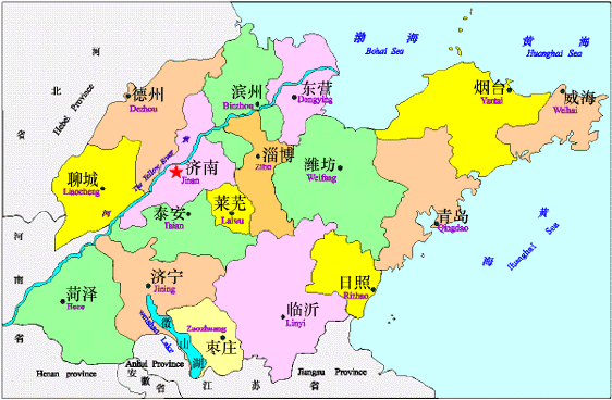 資料山東名稱的由來及行政區劃地圖