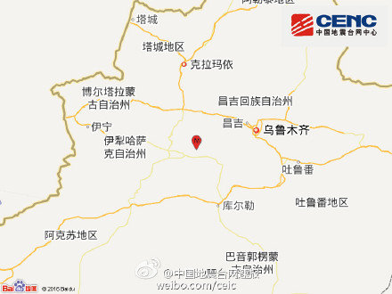 新疆和静县发生30级地震 震源深度8千米(图)