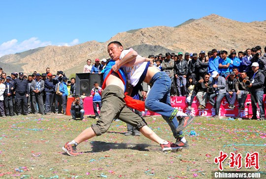 新疆阿勒泰少数民族摔跤赛展强悍体魄